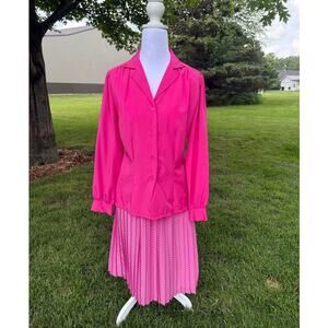 Vintage Pink 2 pc Set Chaus Petites Skirt Bethany Top Hot Pink Size 6 & 9/10